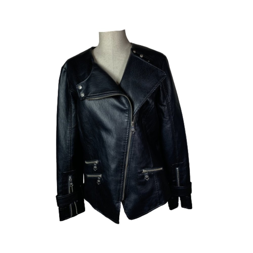 Nanette Lepore Faux Leather Biker Side Zip Moto Jacket Small NWT